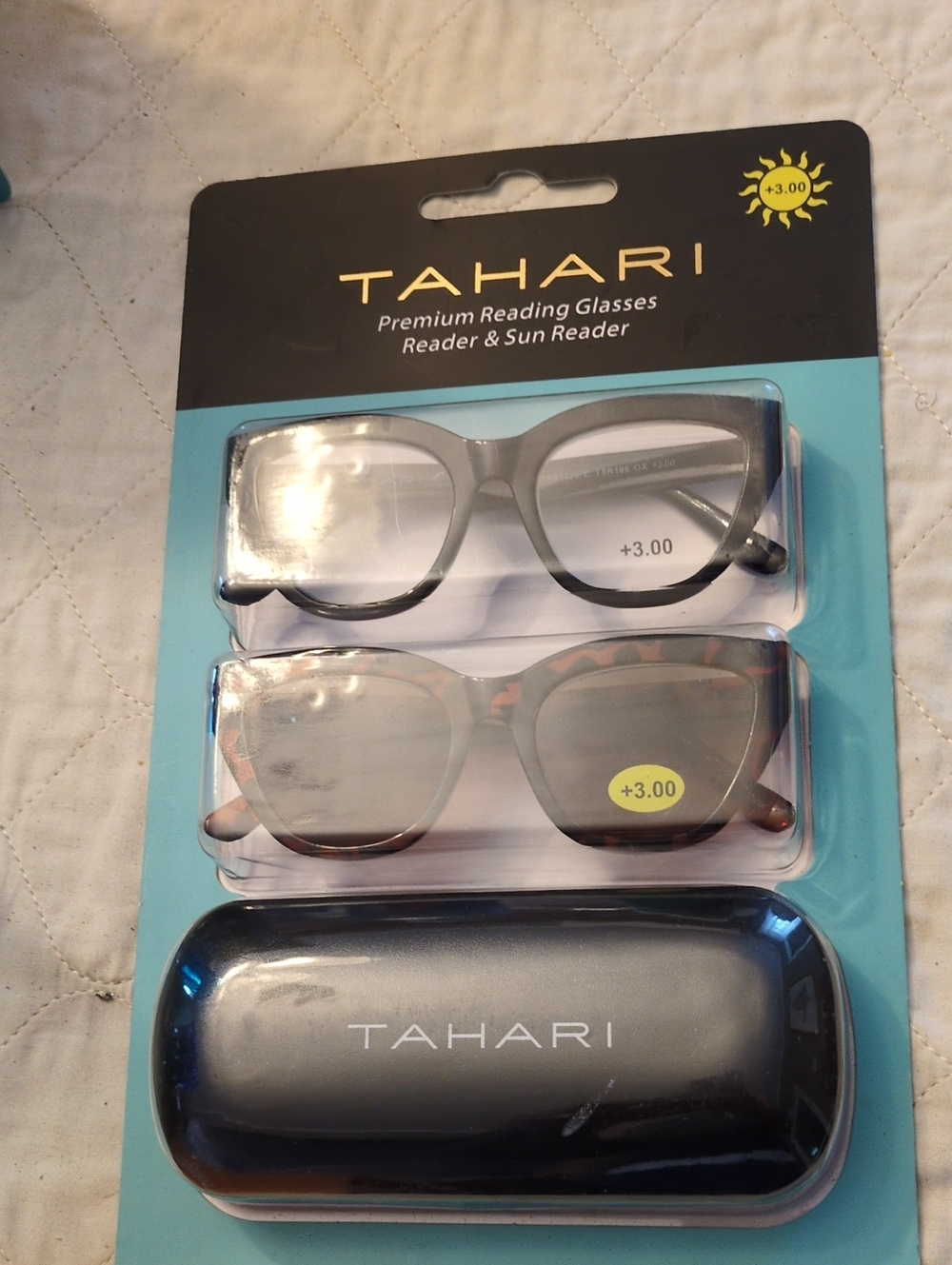 Tahari Gray and Tortoiseshell Reader & Sun Reader Set +3.00 Readers